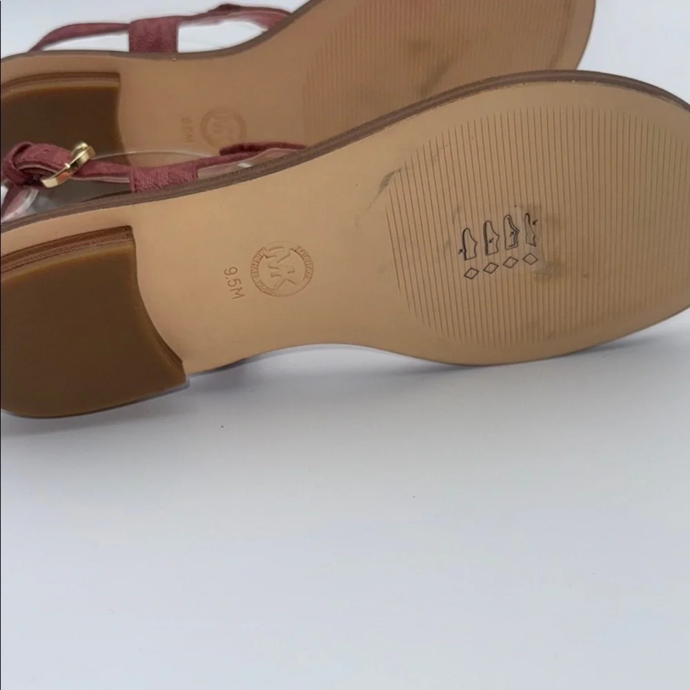 Michael‎ Kors Pink and Gold Sandals with T-Strap Design
